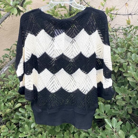 👚Color Swatch Black & Cream Crochet Style Cropped Top Size SM/M. NWT! - Picture 2 of 5